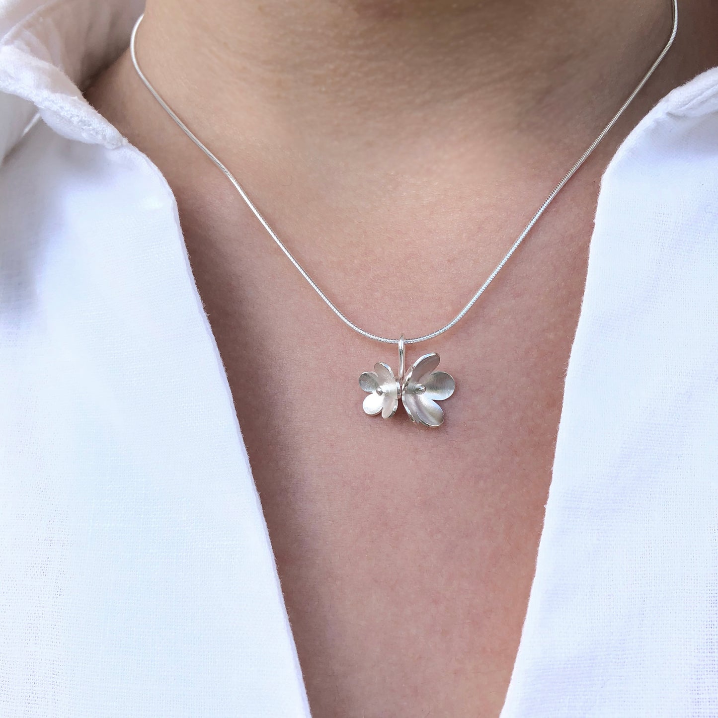 Silver Cherry Blossom Necklace