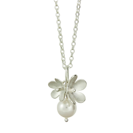Silver and Pearl Blossom Necklace