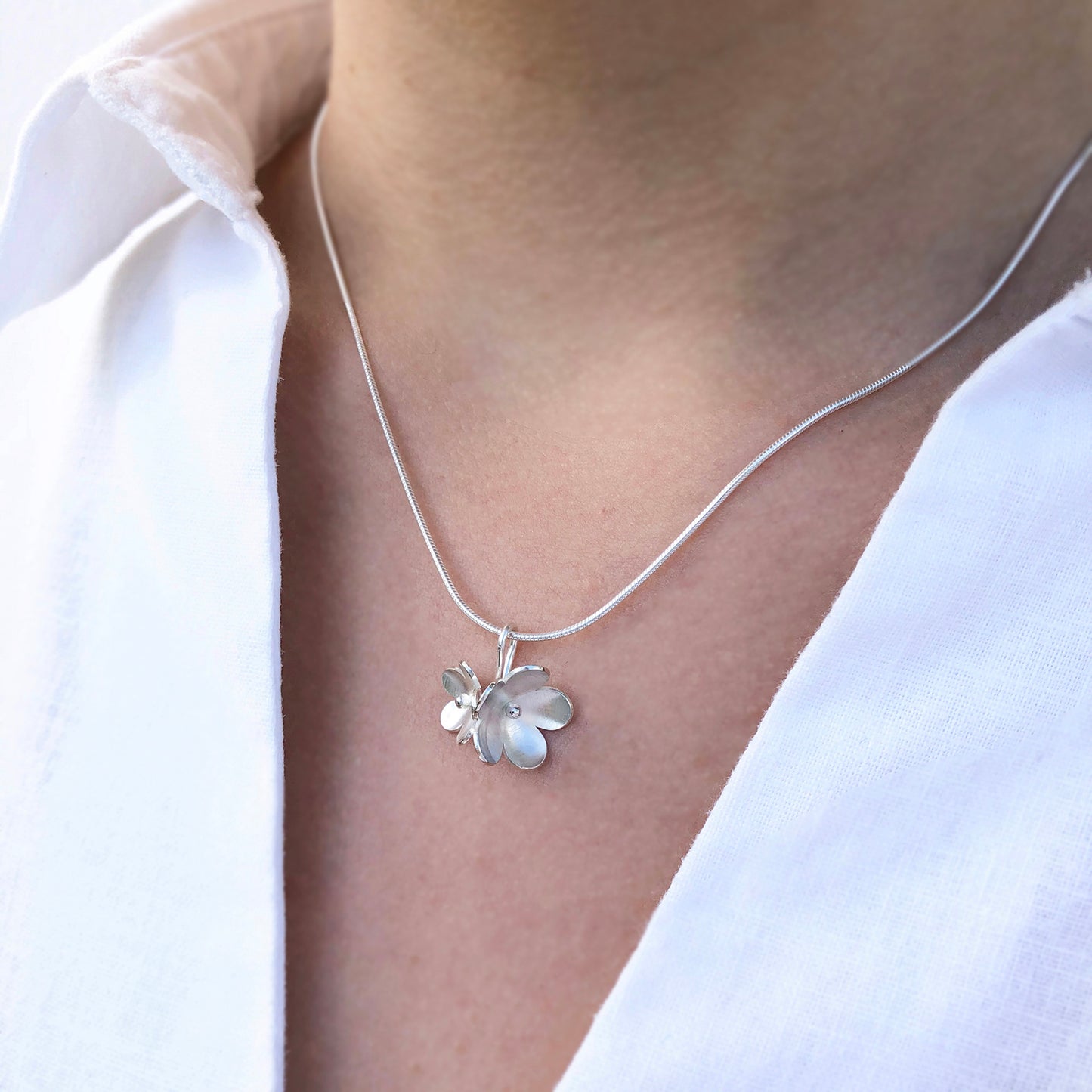 Silver Cherry Blossom Necklace