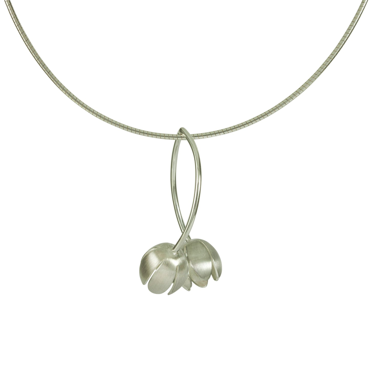 Silver Crocus Flower Pendant